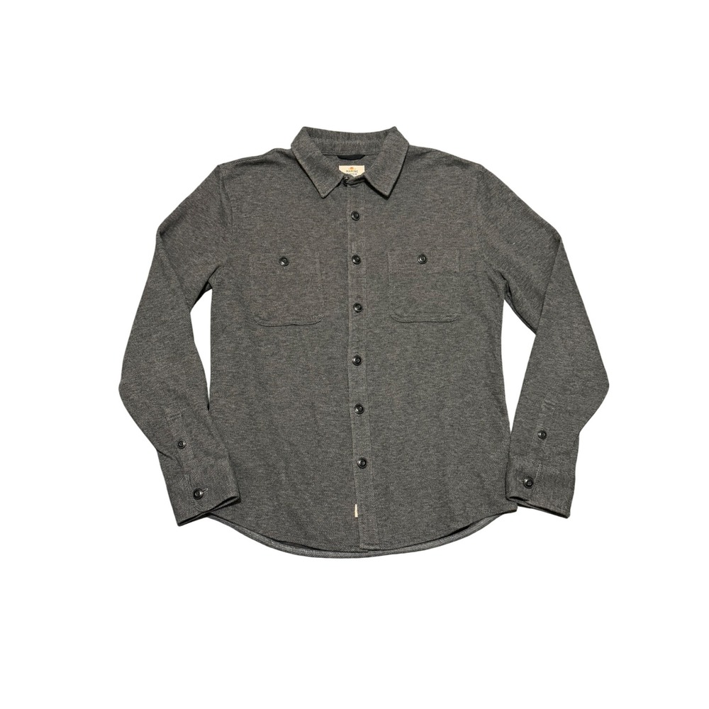 Marine Layer Mens Medium Gray Heather Button Down Twill Long Sleeve Shirt